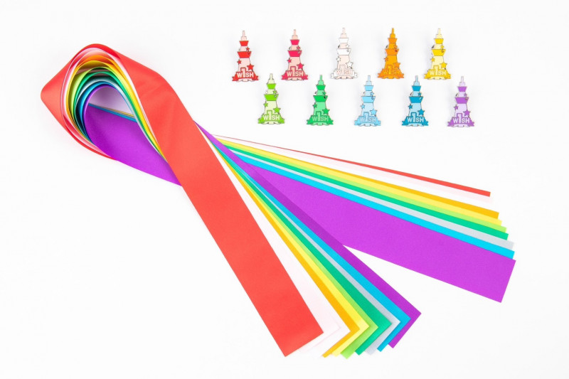 本次攤位的另一項亮點，是設置了和東京晴空塔天望觀景台上相同的祈福彩帶「W1SH RIBBON」。（東京晴空塔提供）