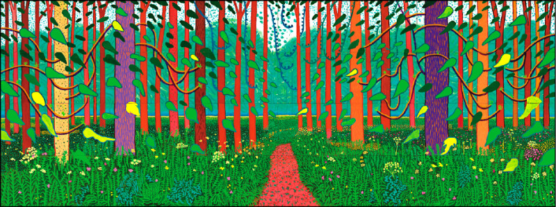 大衛．霍克尼作品〈春臨東約克郡，沃蓋德2011〉。（龐畢度藝術中心提供）