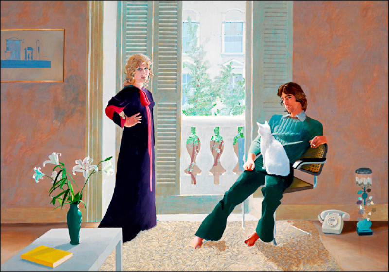 大衛．霍克尼作品〈克拉克夫婦與珀西〉。（泰特美術館提供）