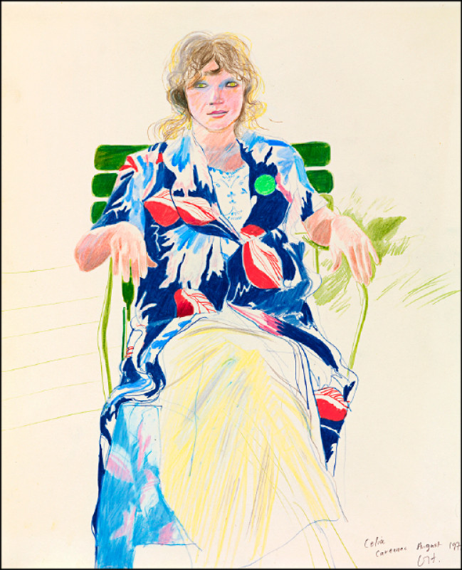 大衛．霍克尼作品〈西莉亞．伯特韋爾畫像，1971年9月〉。（倫敦國家肖像美術館提供）