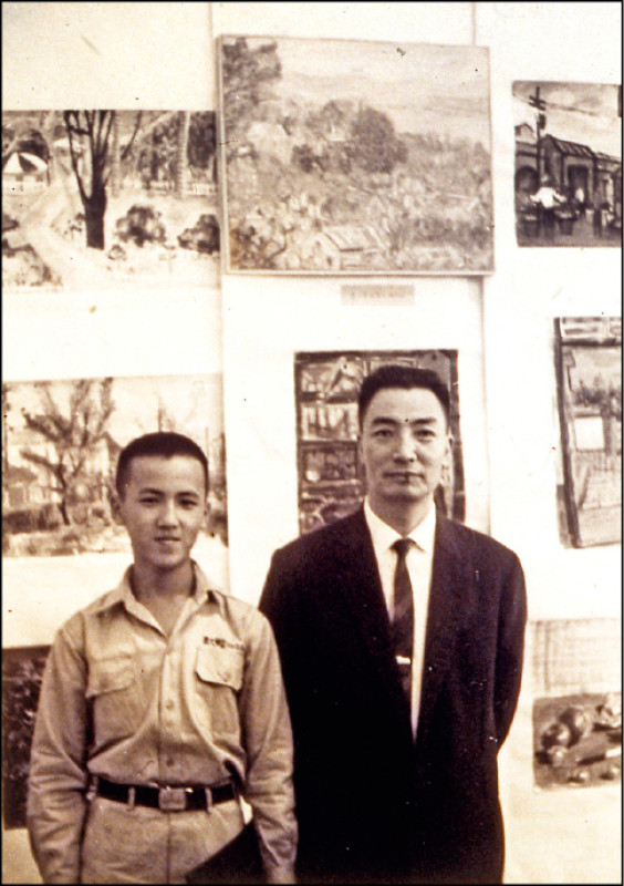 李賢文獲全省學生美展初中部第1名作品〈北投風光〉（中間上方）。