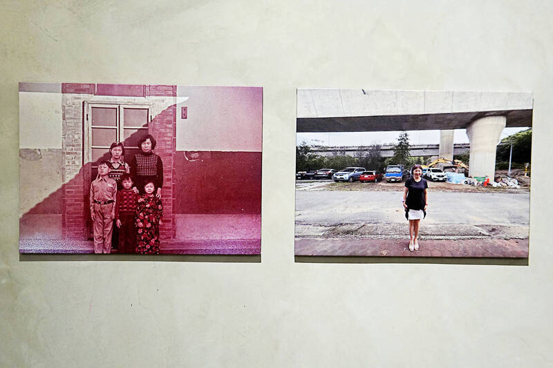 「回憶的投稿」蒐集家族合影背景中有窗花的照片，圖為老家已成為快速道路的對比照。（千北人攝）