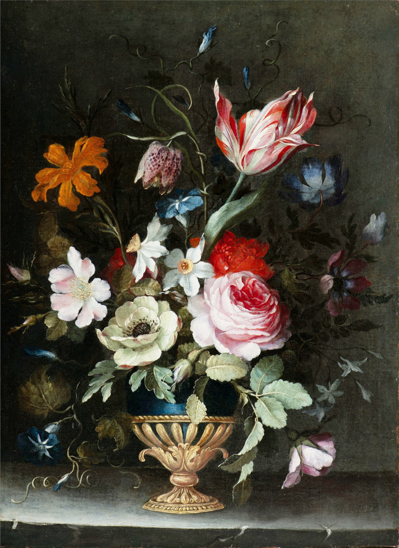 奇美博物館珍藏展「畫師們」，將呈現楊・彼特・布魯赫爾的靜物畫作品《花卉靜物》。（奇美博物館提供）