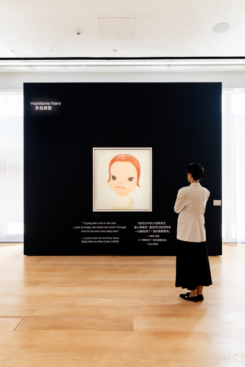 奈良美智《嬰兒藍》，壓克力、畫布，120 x 110公分，1999。（富藝斯提供）