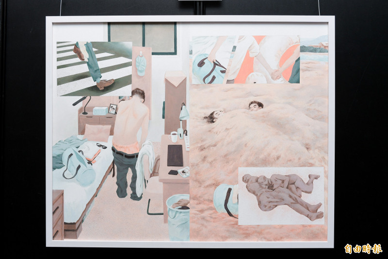 以作品〈兩名少女〉獲繪畫季首獎的得主張懿人表示，創作路上一些很小的事情都很珍貴，尋常的事物也可成為素材。（記者王文麟攝）