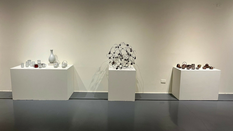 「陶埴雅趣」蔡坤錦、李芊慧、邱聖蘭、黃立綺陶藝聯展在新營文化中心登場。（新營文化中心提供）