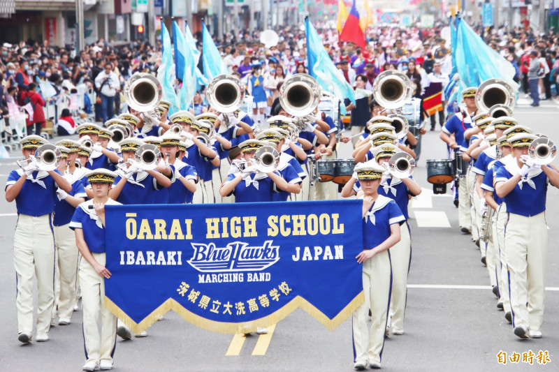 日本大洗高校吹奏樂部。（記者林宜樟攝）