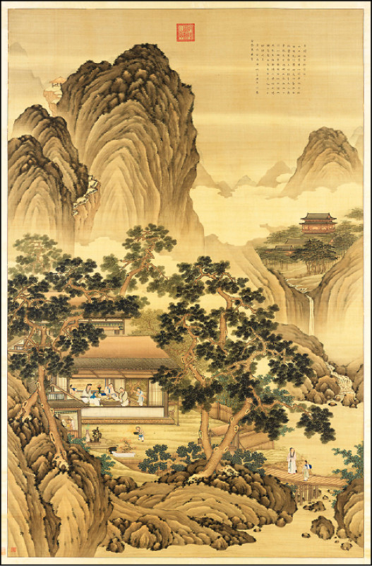 清黃應諶〈陋室銘圖〉，絹本，243.3x158公分，1667年。（故宮提供）