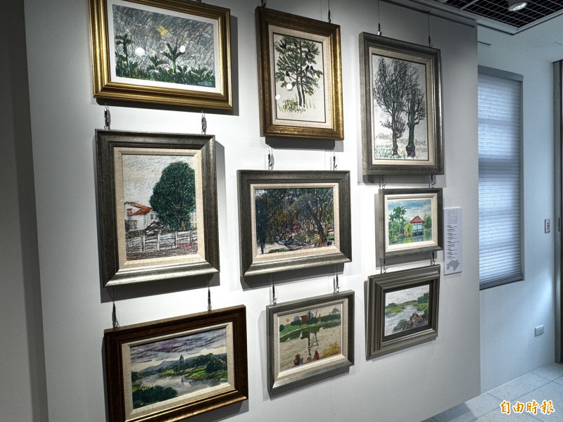 林國治紀念展展出的風土畫。（記者蔡宗勳攝）