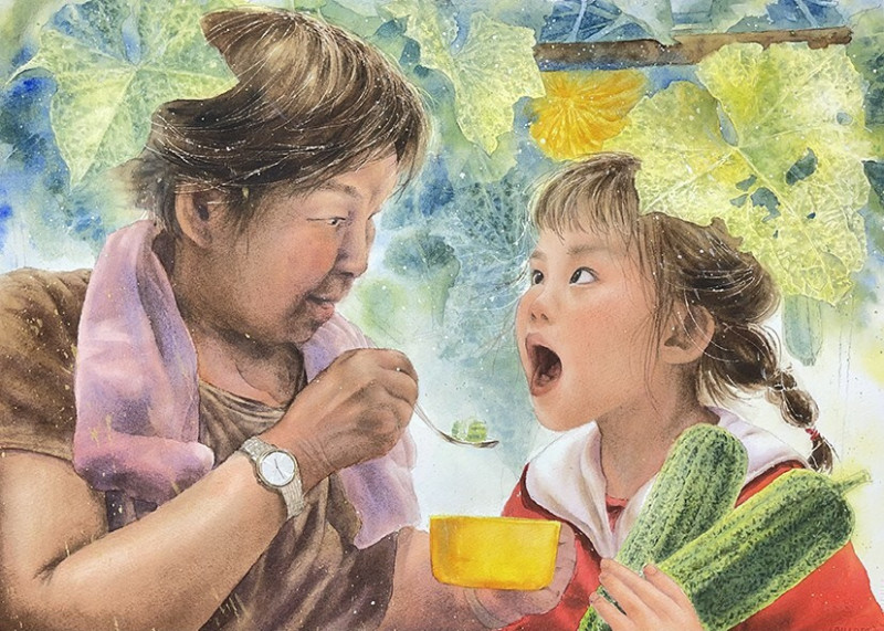 年輕藝術家賴宜柔，今起在新營文化中心舉辦「心聲共振」創作個展，運用寫實與超現實手法，詮釋自我內心與外在世界的連結。（南市文化局提供）