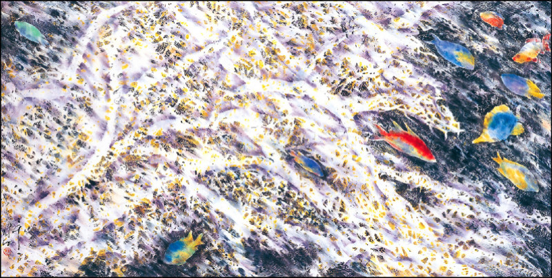 陳陽熙〈海底奇觀〉水墨、宣紙，69×137公分，2010。