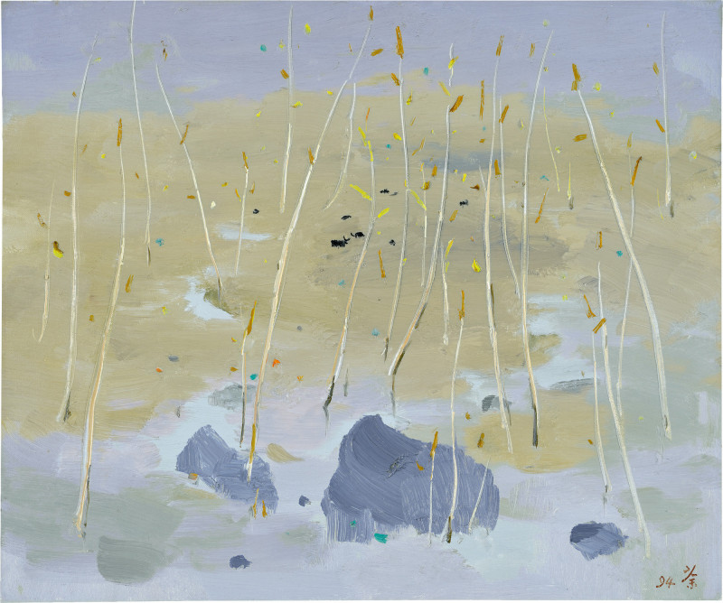 吳冠中〈春秋〉油彩、畫板，50 x 60 公分。1994。（富藝斯提供）