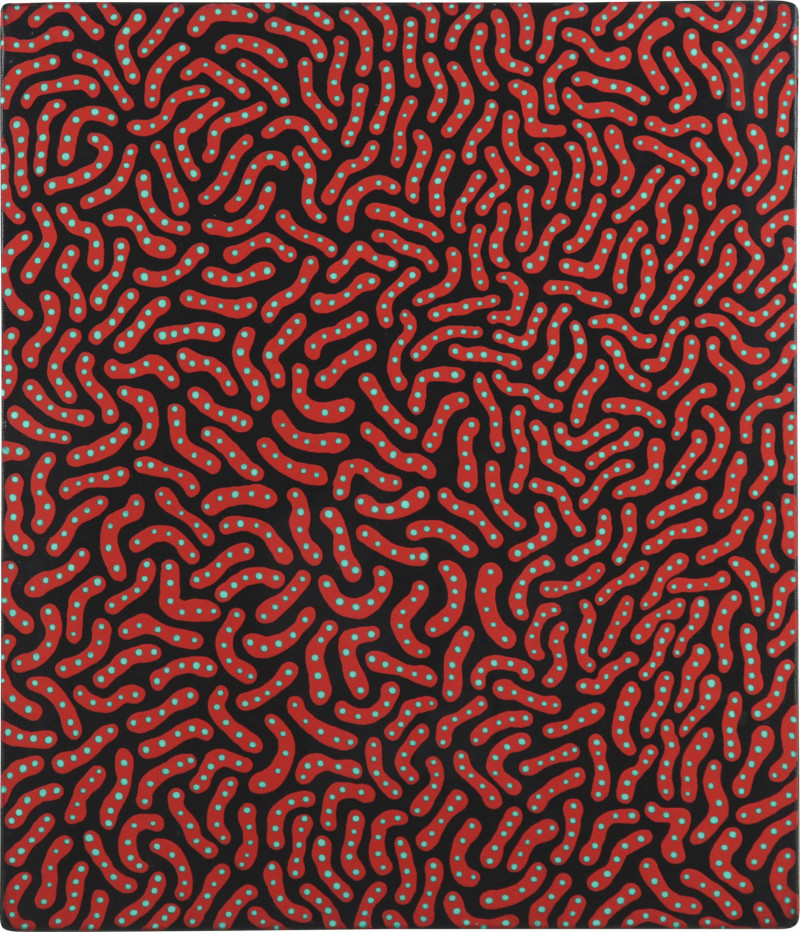 草間彌生〈赤色花瓣〉壓克力、畫布，53 x 45 公分。1986。（富藝斯提供）