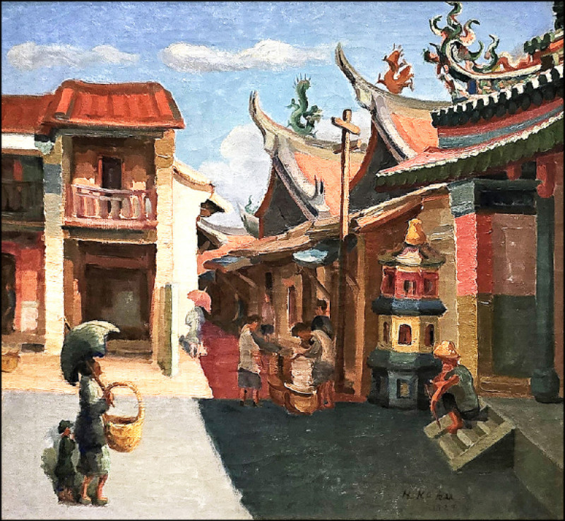 郭柏川〈台南祀典武廟〉，油彩畫布，79.4×85.8cm，1929年，南美館藏。