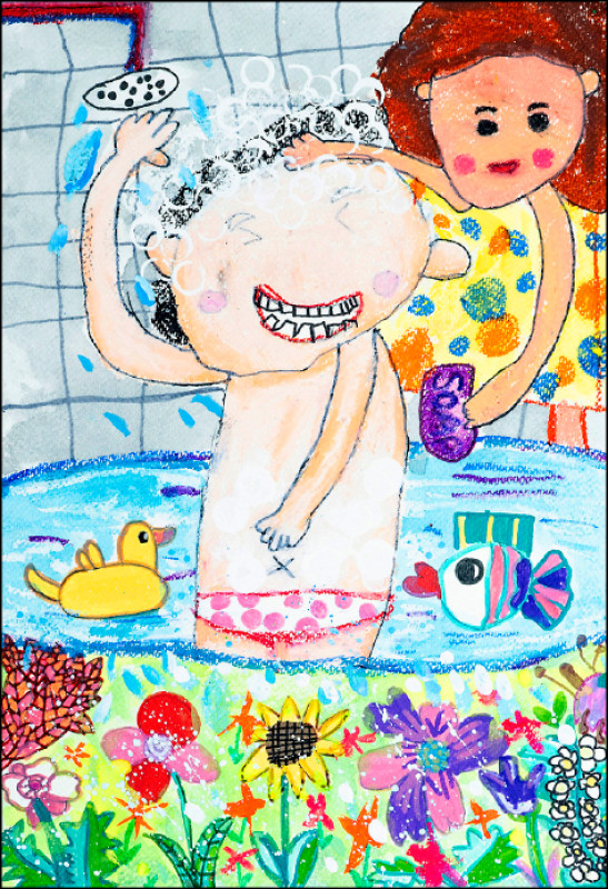幼兒組優選：李其泯 作品名稱：洗澡水澆花兒