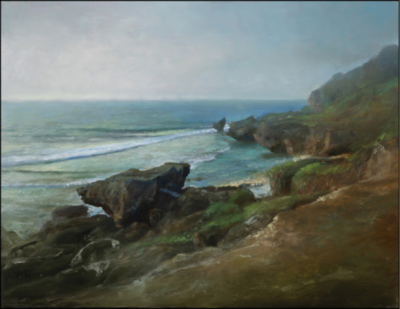 林欽賢〈小琉球的黃昏〉油彩、畫布，53×41公分，2025。