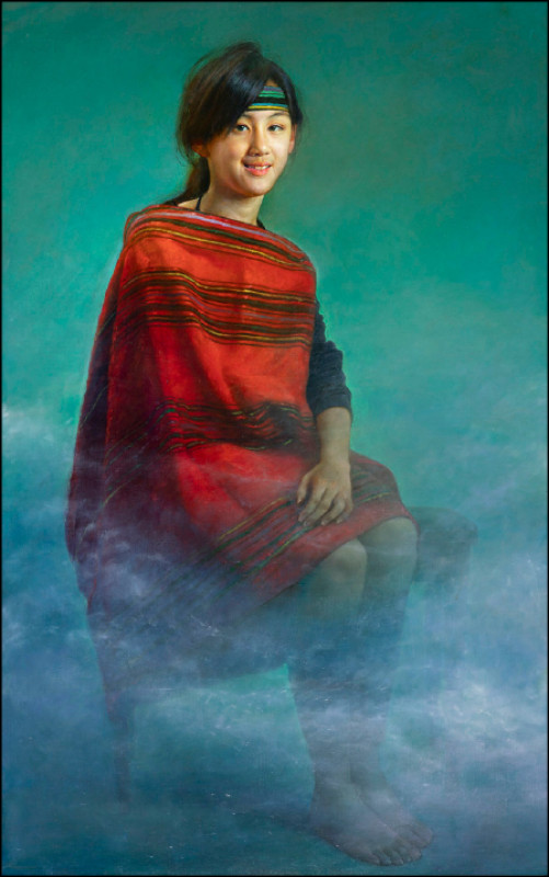 林欽賢〈霧中的微笑〉，油彩、畫布，116.5×72.5公分，2025。