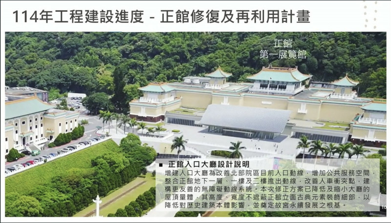 故宮正館整建增設「玻璃入口亭」案，今日再度遭文資審議會駁回。（故宮提供）
