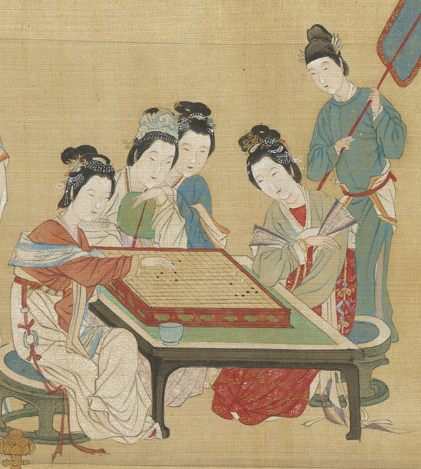故宮新推出「碁人弈事  古代圍棋文化」特展，仇英筆下宮廷仕女下棋的畫面也成為「國寶聚焦」重點。（故宮提供）
