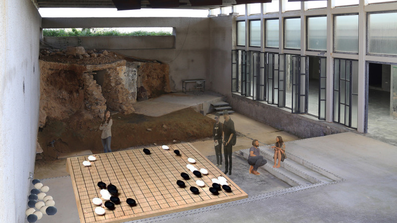 加拿大台裔藝術家李佩珊在南竿26據點展出《不是誰的棋子，我們是…》。（文總提供）