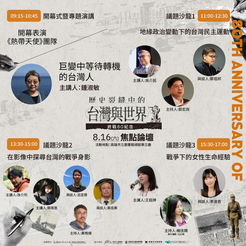 高史博「歷史裂縫中的台灣與世界─終戰八十紀念焦點論壇」陣容。（高史博提供）