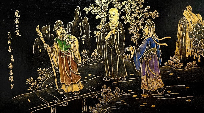 運用各種不同金箔裝飾技法的擂金畫，既華麗又不失典雅。（南市觀旅局提供）