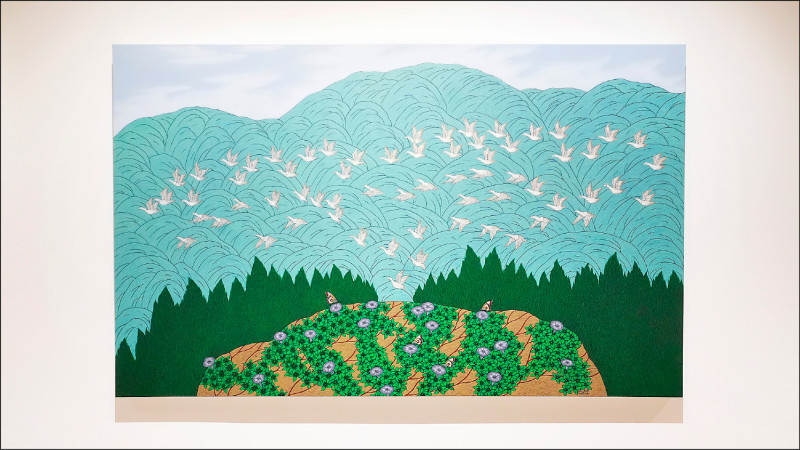 康添旺〈牽引龜山情〉，2020。（鍾惠淳攝，新北市美術館提供）