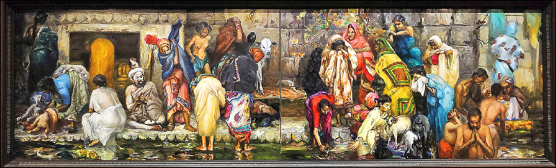 羅清雲〈恆河岸〉，1993，油畫畫布，112×194公分。