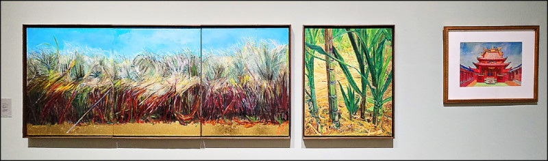 黃才郎〈紅甘蔗園〉（左）