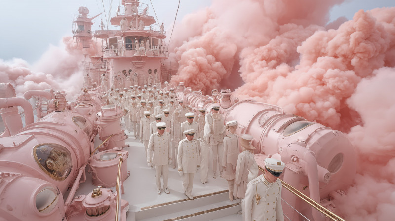 郭佩奇〈粉紅軍艦II－沉沒世界〉。（國美館提供）