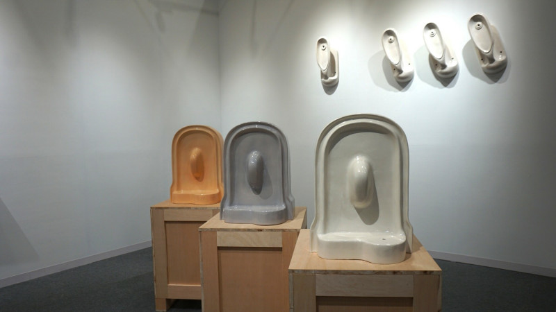 「MIT新人推薦特區」藝術家王言然雕塑作品。（記者董柏廷攝）