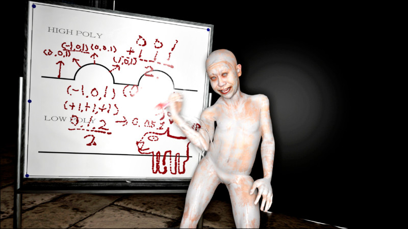 李亦凡《鬱卒的平面》，以數位操偶的方式，模仿各種線上教學影片的語氣展開敘事。（北美館提供）