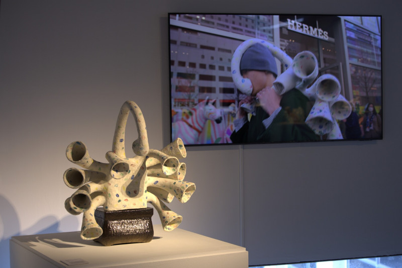 「創作獎」首獎得主高辰翔的作品《告別》。（記者黃子暘攝）