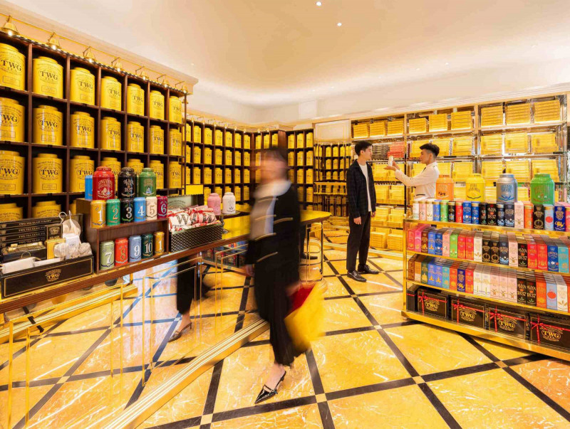 TWG Tea台灣首間精品與外帶茗茶概念店打造沉浸式的品茗環境。（TWG Tea提供）