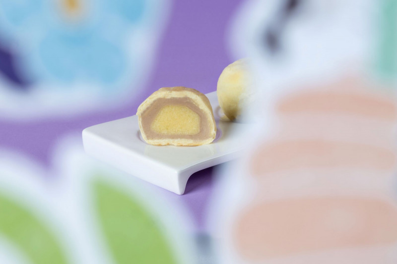 「芋見旅人」禮盒精選食芋堂人氣商品「芋豆椪」4入，是芋頭控不容錯過的美味。（南港老爺行旅提供）