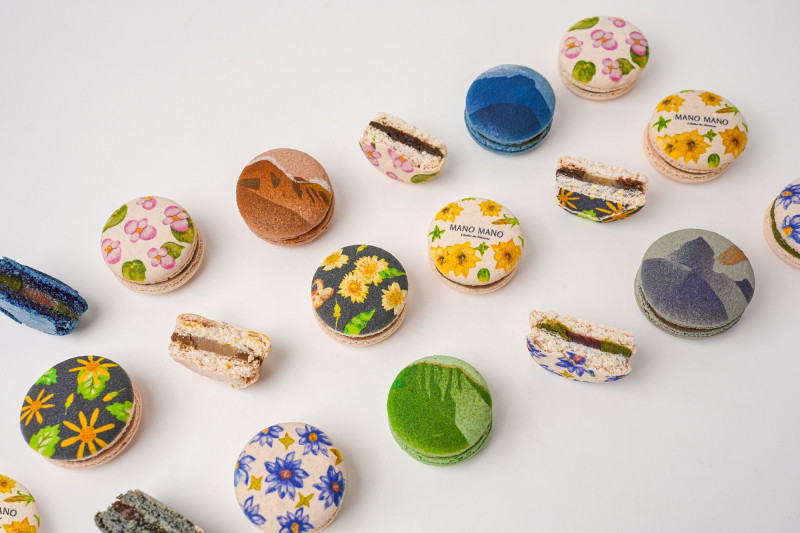 「島嶼之味」以9款特製馬卡龍，將台灣人熟悉的香氣，轉化為更細膩的甜點語彙。（MANO MANO提供）