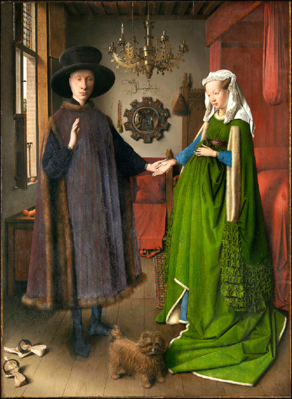 范艾克1434年作品〈阿諾菲尼的婚禮〉。（倫敦國家美術館提供）