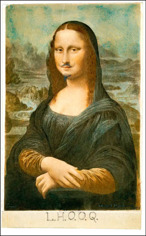 馬歇爾．杜象1919年作品〈LHOOQ〉。（紐約現代藝術博物館提供）