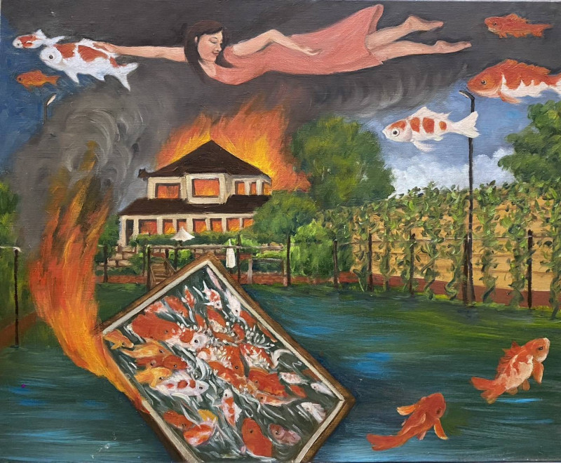 藝術家李盈瑩以筆觸與色彩，展現藝術與生命歷程交織的感動力量。（台南吳園藝文中心提供）