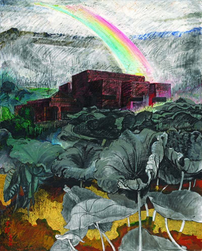 黃才郎為高美館創作的〈彩虹—雨後高美館〉。（高美館提供）