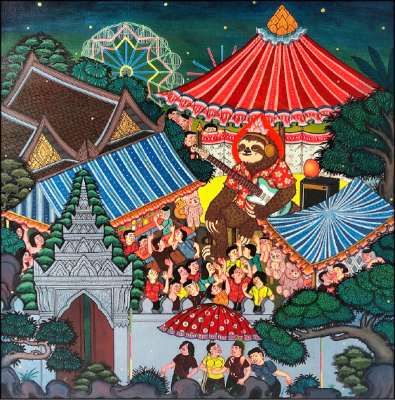 潘努與Phum合作〈Temple Fair〉，將寺廟與遊樂園場景結合。