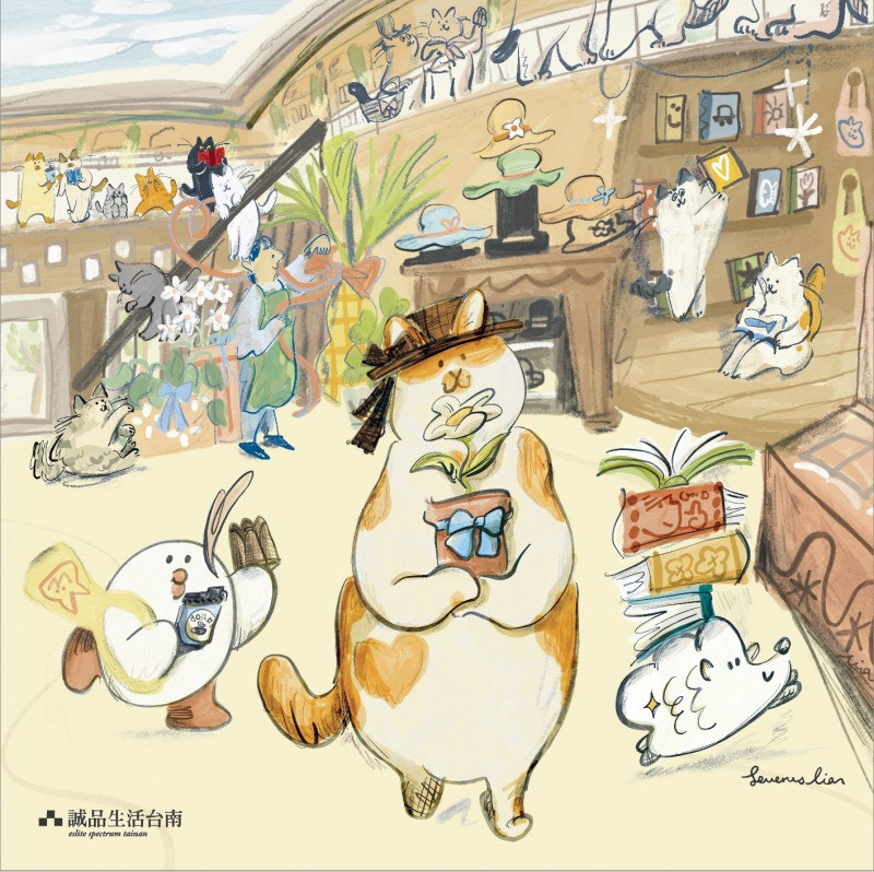 2米高巨貓現身台南！插畫家里恩太太「花花市長」駐點誠品 10國貓咪繪本公寓限時開張