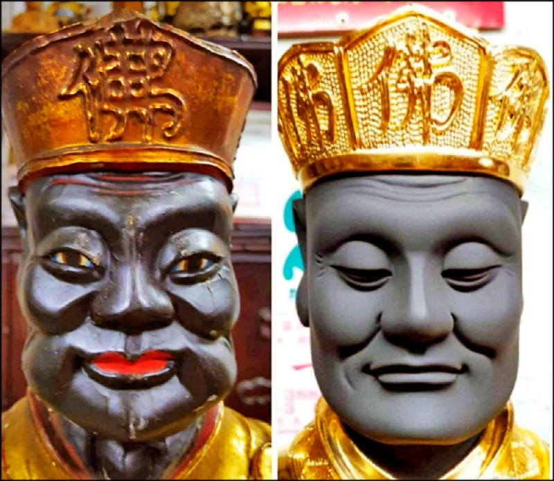 清水祖師經吳政男改臉後（右），法相顯得更加莊嚴。