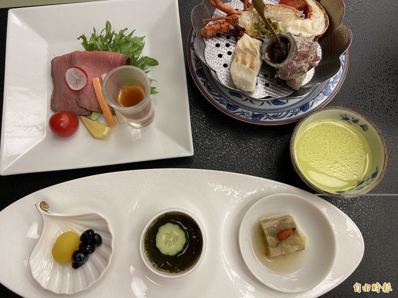 賢島寶生苑晚餐供應的會席料理，主打伊勢志摩的新鮮海味。（記者周幸叡攝）
