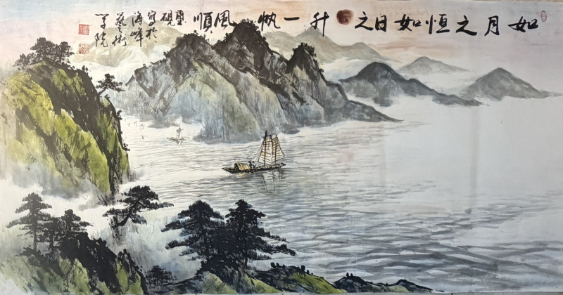 《一帆風順》放在南警交通大隊，祈求交通狀況平穩。（徐健麟提供）