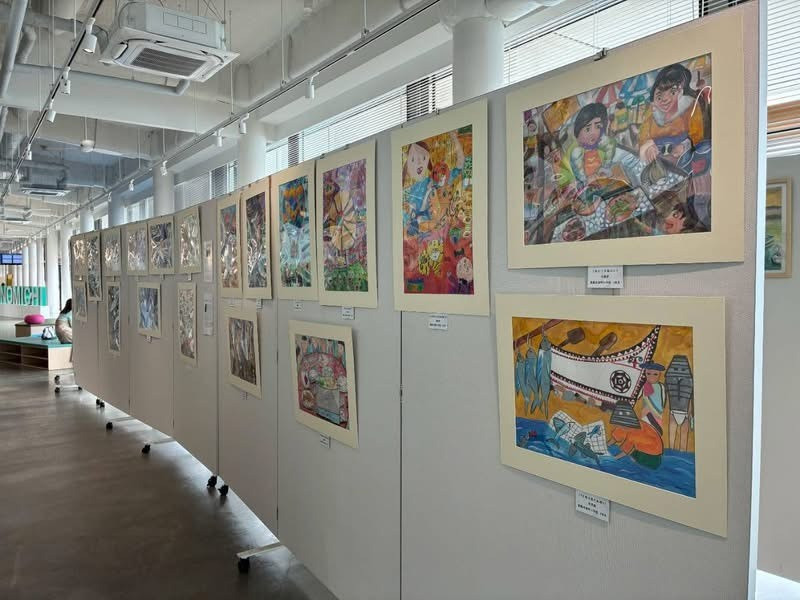 嘉義市4所國中小共48幅作品在日本尾道市展覽。（日台文化藝術交流會提供）