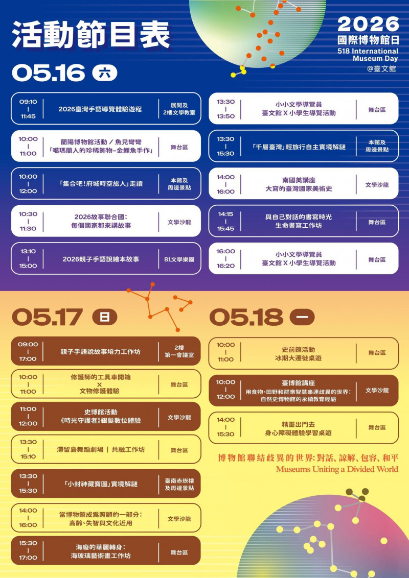 5月15日至18日4天在台文館推出近20場手作、工作坊、講座與表演。（文化部提供）