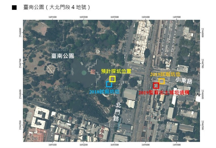 台灣府城考古新線索，相關位置示意圖。（南市文化局提供）