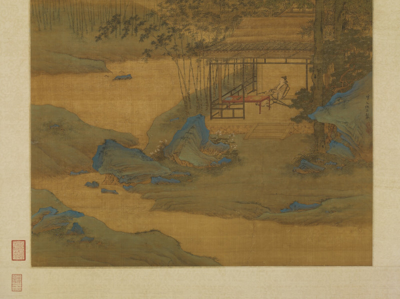 〈桐陰晝靜圖〉修復後（局部）。（故宮提供）