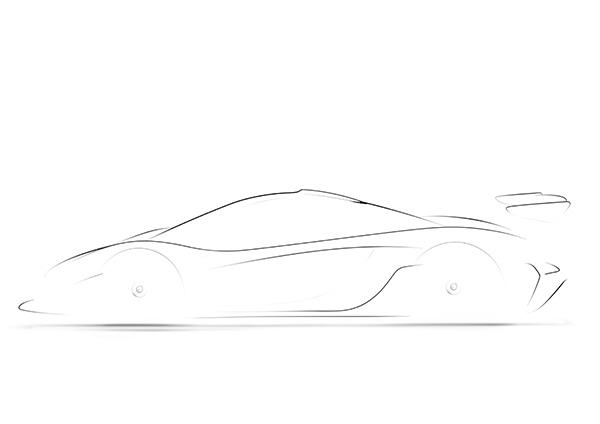 MaLaren 公佈了P1 GTR 的車身側面輪廓草圖，圖片來源：McLaren